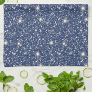Deep Blue Glitter Tea Towel