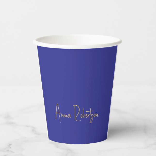 Deep Blue Gold Colours Professional Calligraphy Paper Cups (Front)