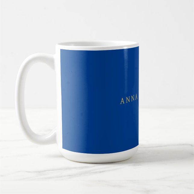 Deep Blue Gold Professional Trendy Minimalist Chic Coffee Mug (Left)