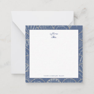 Deep Blue & Gold Watercolor Seashell Card