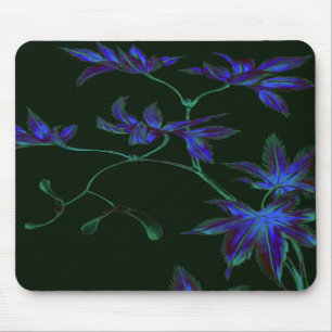 Deep Blue & Green Japanese Floral Mouse Mat