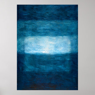 Deep Blue Horizon Abstract With Textured Atmospher Poster