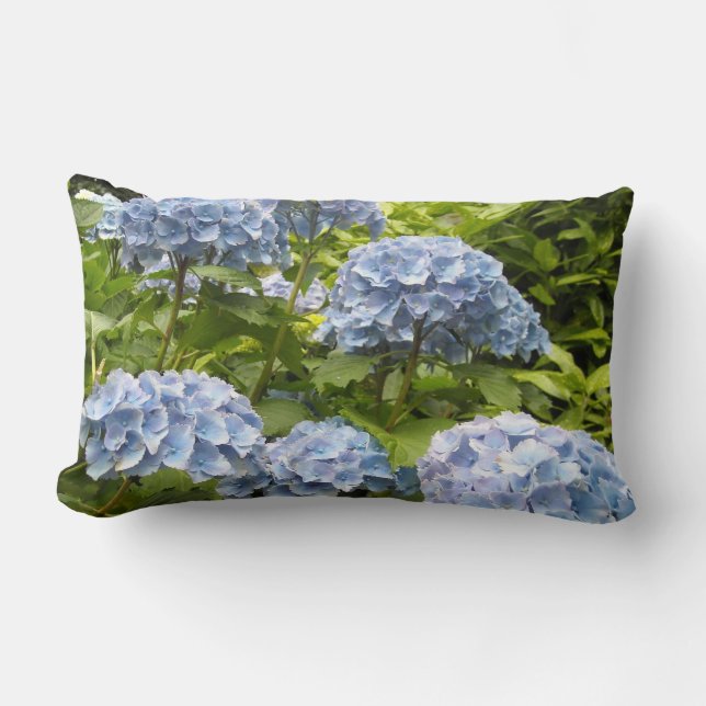 Deep Blue Hydrangeas Lumbar Cushion (Front)