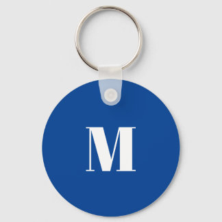 Deep Blue Initial Letter Monogram Modern Stylish Key Ring