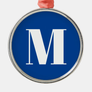 Deep Blue Initial Letter Monogram Modern Stylish Metal Tree Decoration
