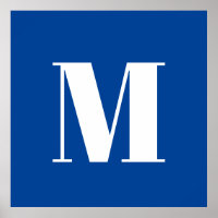 Deep Blue Initial Letter Monogram Modern Stylish