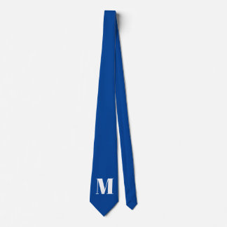 Deep Blue Initial Letter Monogram Modern Stylish Tie