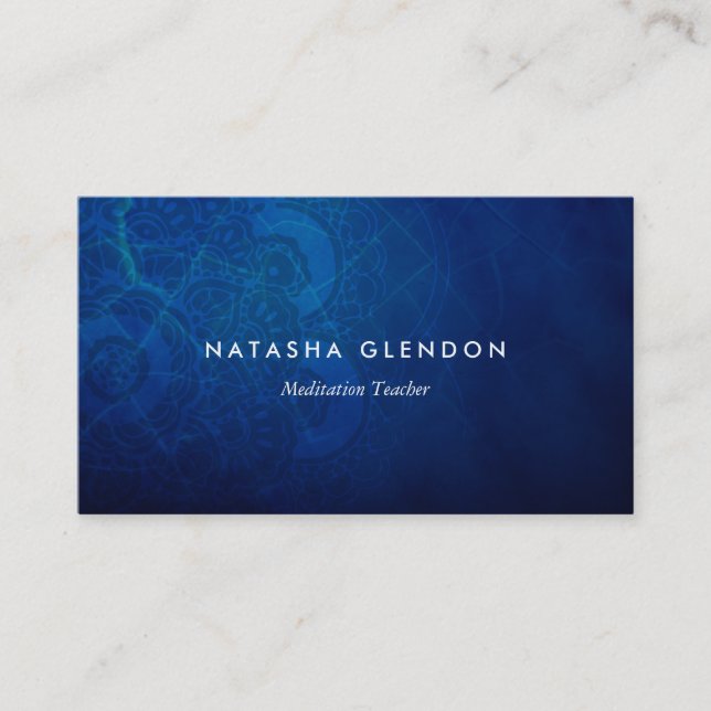 Deep Blue Mandala Zen Business Card (Front)