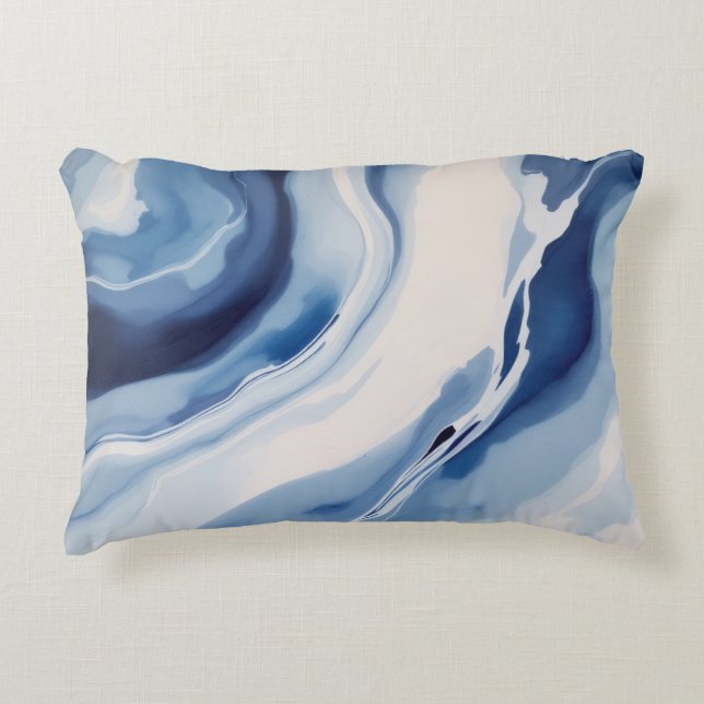 Deep Blue Marble Decorative Cushion (Front)