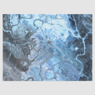 Deep Blue Marble Fractal Style Abstract Tissue Paper