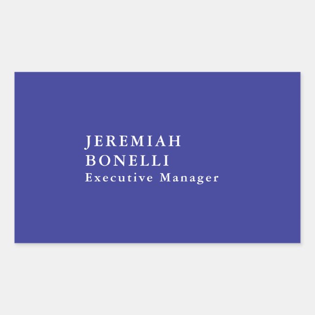 Deep blue minimalist modern plain rectangular sticker (Front)