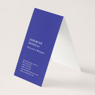 Deep blue minimalist modern premium linen business card