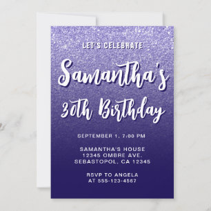 Deep Blue Modern Gradient 30th Birthday Invitation