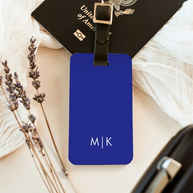 Deep Blue | Modern Monogram Luggage Tag (Creator Uploaded)