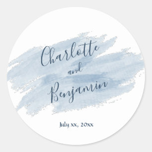 Deep Blue, Modern Wedding  Classic Round Sticker