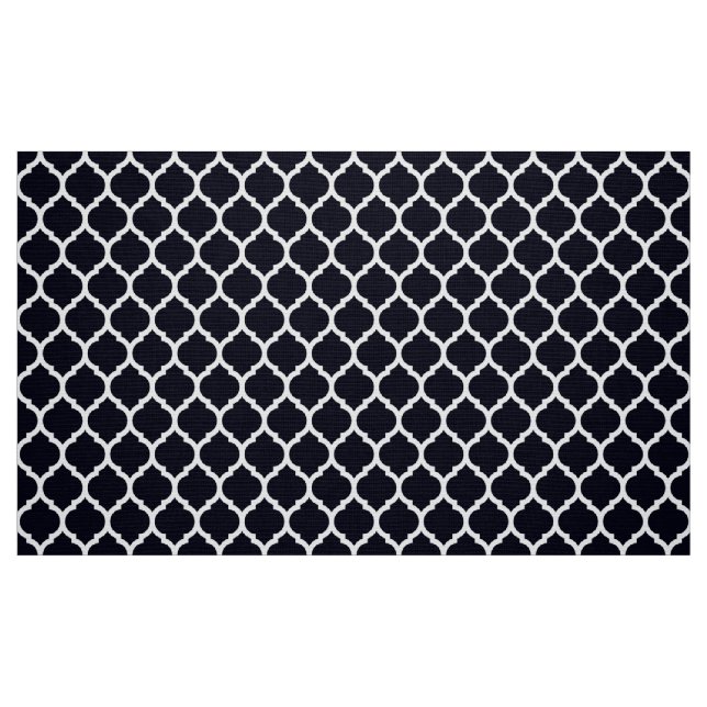 Deep Blue Moroccan lattice Quatrefoil Pattern Fabric (Fat Quarter)