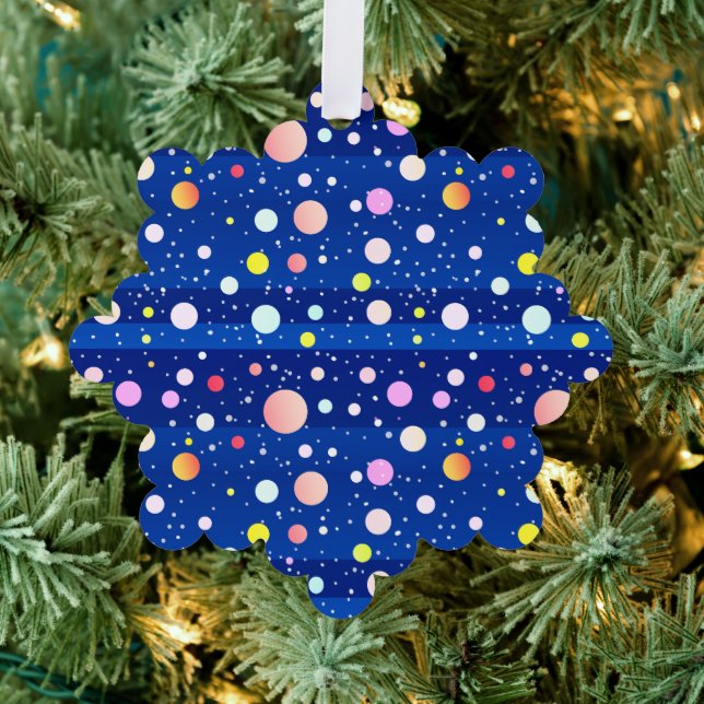 Deep blue multi colour holiday dots tree decoration card (Insitu (Tree))