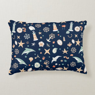 Deep Blue Nautical Throw Pillows