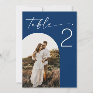 Deep Blue Navy Arch Photo 5x7 Wedding Table Number