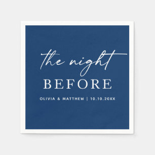 Deep Blue Navy Coastal Elegant Rehearsal Dinner Napkin
