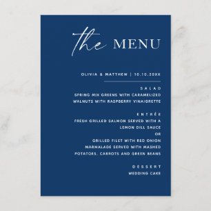 Deep Blue Navy Coastal Wedding   Modern Nautical Menu