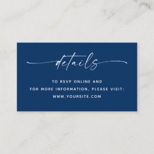 Deep Blue Navy Nautical Wedding Details + QR Code Enclosure Card