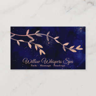 *~* Deep Blue Night Sky Botanical Willow Branch Business Card