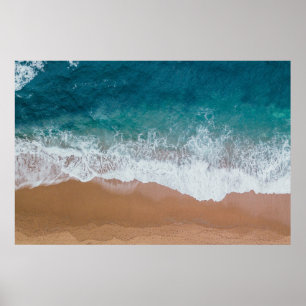 Deep Blue Ocean Beach Waves Photography Poster
