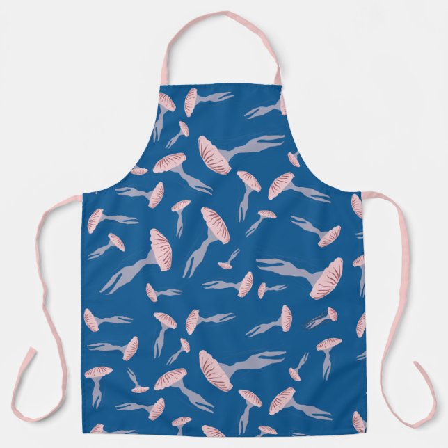 Deep Blue Ocean Jellyfish Pattern Apron (Front)