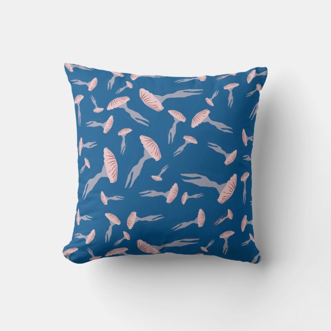 Deep Blue Ocean Jellyfish Pattern Cushion (Front)
