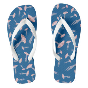 Deep Blue Ocean Jellyfish Pattern Flip Flops