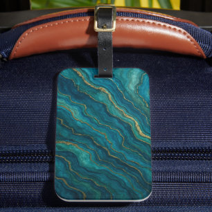 Deep Blue Ocean Marble Agate Texture Luggage Tag