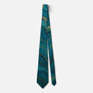 Deep Blue Ocean Marble Agate Texture Tie