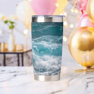 Deep Blue Ocean Wave Custom Image Personalized Insulated Tumbler