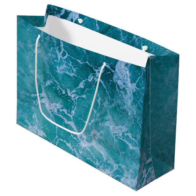 Deep Blue Ocean Waves Beach Large Gift Bag (Front Angled)
