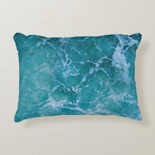 Deep Blue Ocean Waves Decorative Cushion