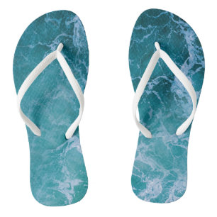 Deep Blue Ocean Waves Flip Flops