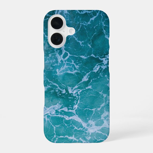 Deep Blue Ocean Waves iPhone 16 Case (Back)