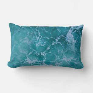 Deep Blue Ocean Waves Lumbar Cushion