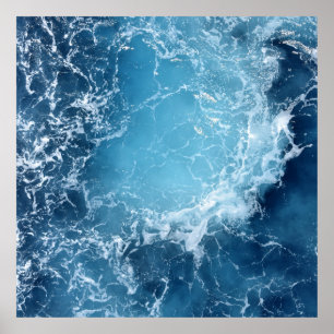 Deep Blue Ocean Waves Photography Poster