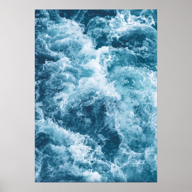 Deep Blue Ocean Waves Photography Poster (Front)
