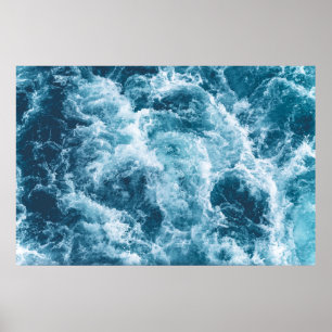 Deep Blue Ocean Waves Photography Poster