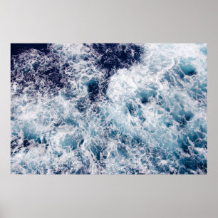 Deep Blue Ocean Waves Photography Poster