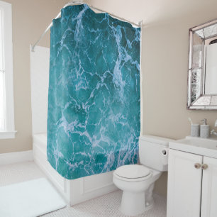 Deep Blue Ocean Waves Shower Curtain