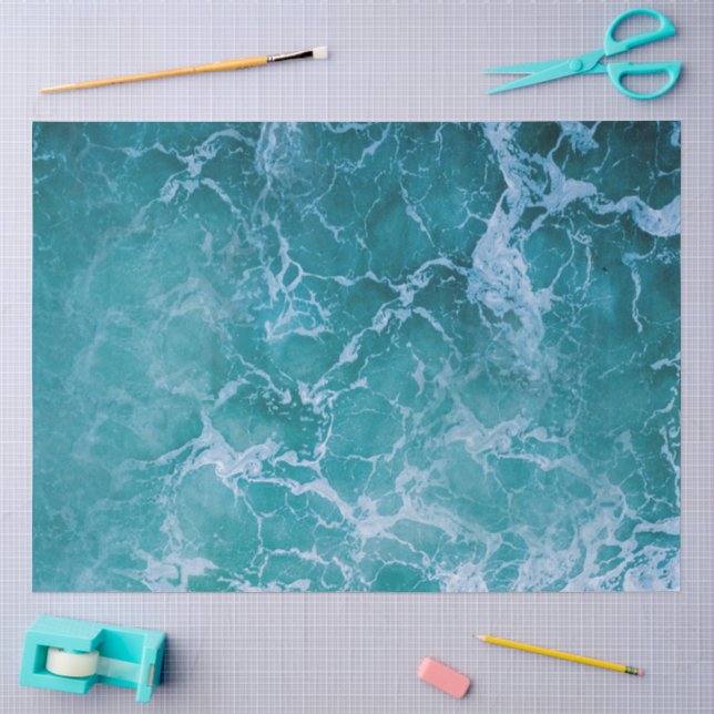 Deep Blue Ocean Waves Tissue Paper (Craft)