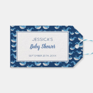 Deep Blue Ocean Whale Baby Boy Baby Shower Gift Tags