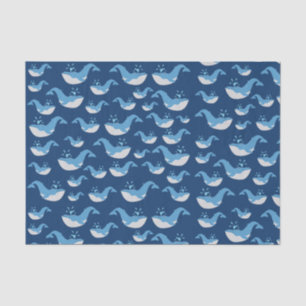 Deep Blue Ocean Whale Pattern Tissue Paper
