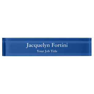 Deep Blue Plain Elegant Modern Minimalist Nameplate