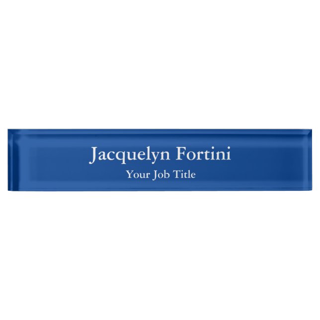 Deep Blue Plain Elegant Modern Minimalist Nameplate (Front)