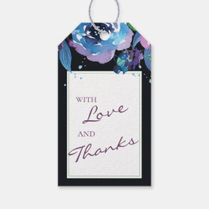 Deep Blue Purple Moody Twilight Floral Wedding Gift Tags